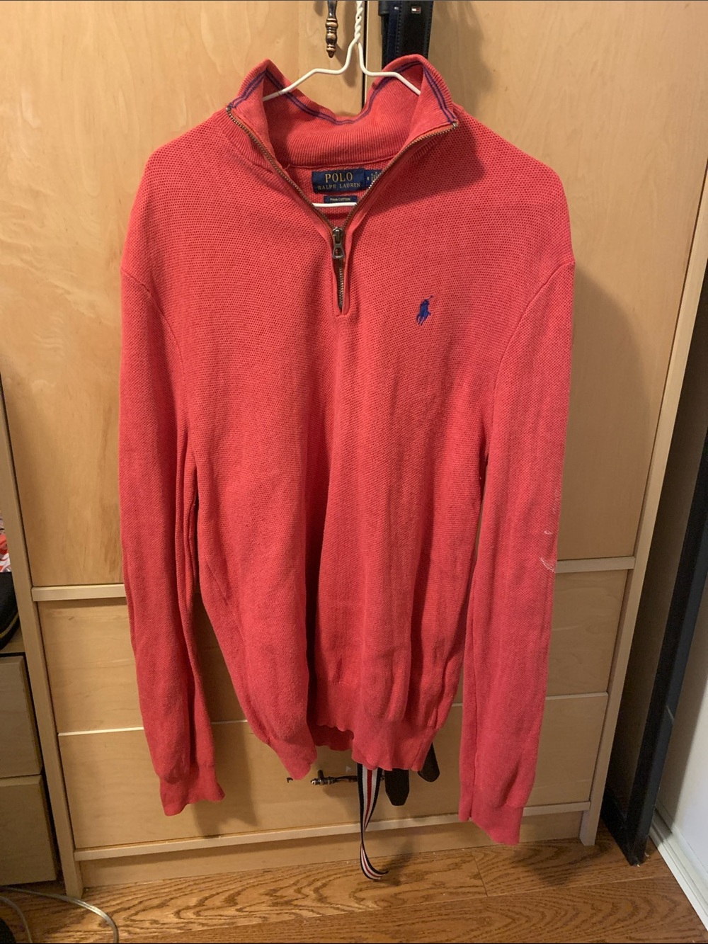 Polo by Ralph Lauren Coral Half-Zip Sweater with Navy Pony